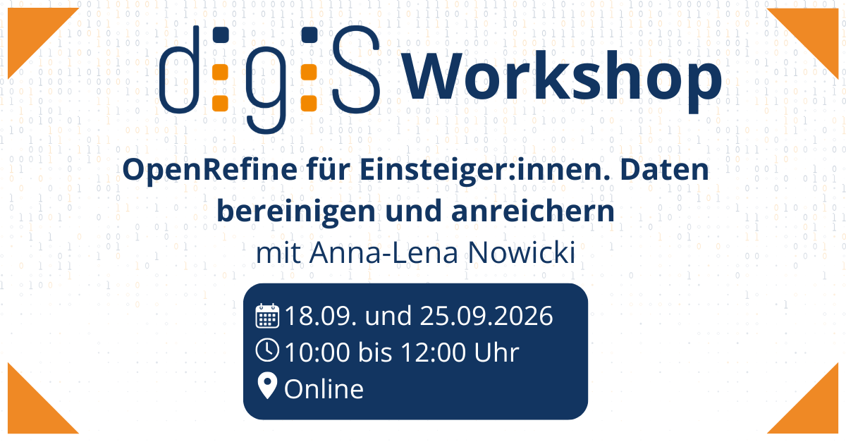 OpenRefine Workshop am 18. und 25. September: OpenRefine für Einsteiger:innen. Daten bereinigen und anreichern